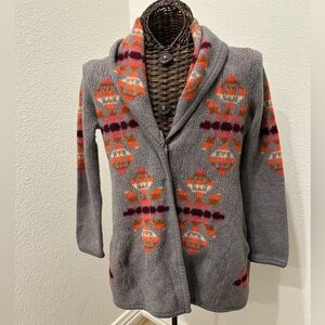 We The Free Gray and Orange Patterned Cardigan